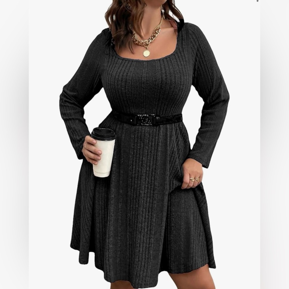 A line sweater dress on black